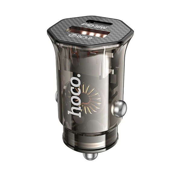 Автоадаптер hoco DZ16 (USB/USB-C, Прозрачный)